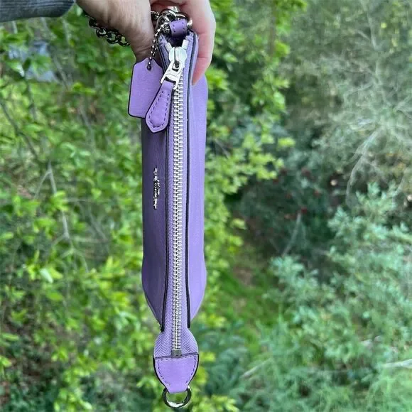 COACH Purple Pebble Leather Shoulder Bag Clutch w Silver Hardware AUTHENTIC - Picture 4 of 9